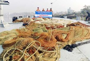 মেঘনায় বিশেষ অভিযানে ২৫টি অবৈধ বেহুন্দি জাল জব্দ