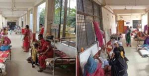 চাঁদপুর ২৫০ শয্যা বিশিষ্ট সরকারি হাসপাতাল রোগীর চাপে বিপর্যস্ত, বারান্দা ও ফ্লোরেই চলছে চিকিৎসা