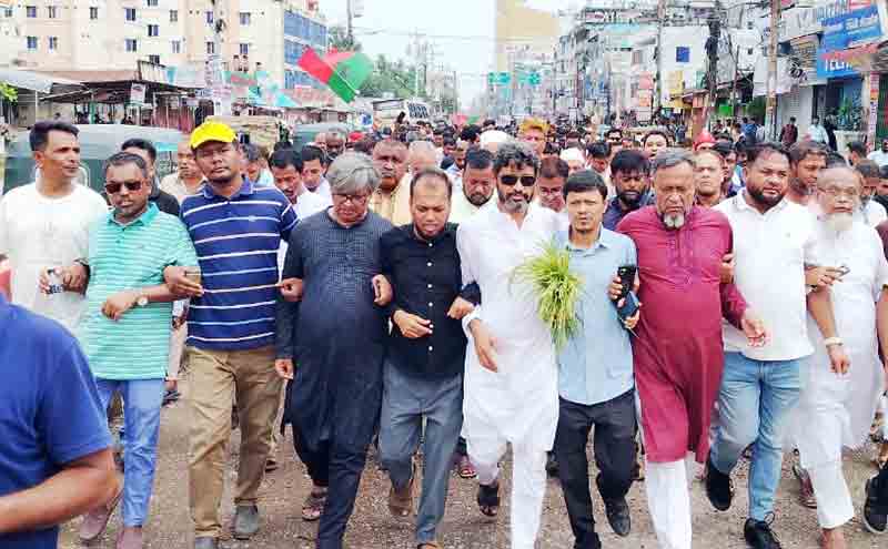 হাজীগঞ্জে ধানের শীষের পক্ষে বিএনপির মিছিল ও পথসভা