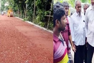 রঘুনাথপুর–বালিয়া সড়ককাজে অনিয়ম, নিম্নমানের অংশ অপসারণের নির্দেশ