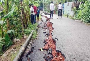 কয়েক মাসেই ফরিদগঞ্জে ৭১ লাখ টাকায় নির্মিত সড়কে ধস : ঠিকাদারের বিরুদ্ধে অনিয়মের অভিযোগ