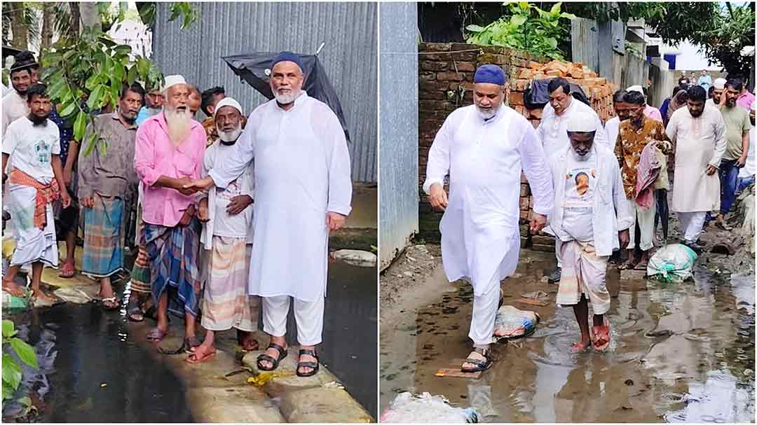 জলাবদ্ধ এলাকায় গিয়ে ৬০০ বস্তা বালির সহায়তার ঘোষণা মোশাররফের