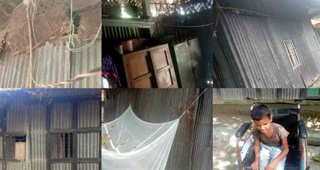 বাবাহীন পরিবারে অসুস্থ ও প্রতিবন্ধী সন্তান, ভাঙা ঘরে মানবেতর জীবন